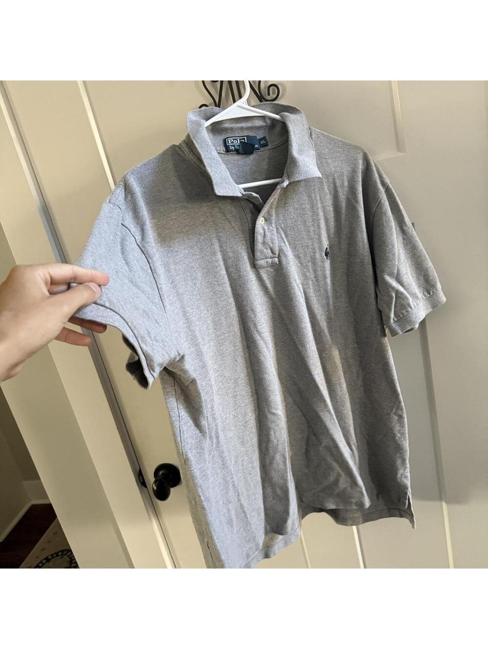 🐎 Classic Polo Ralph Lauren Gray Pony Polo Shirt XL Minimalist Preppy - Picture 3 of 6